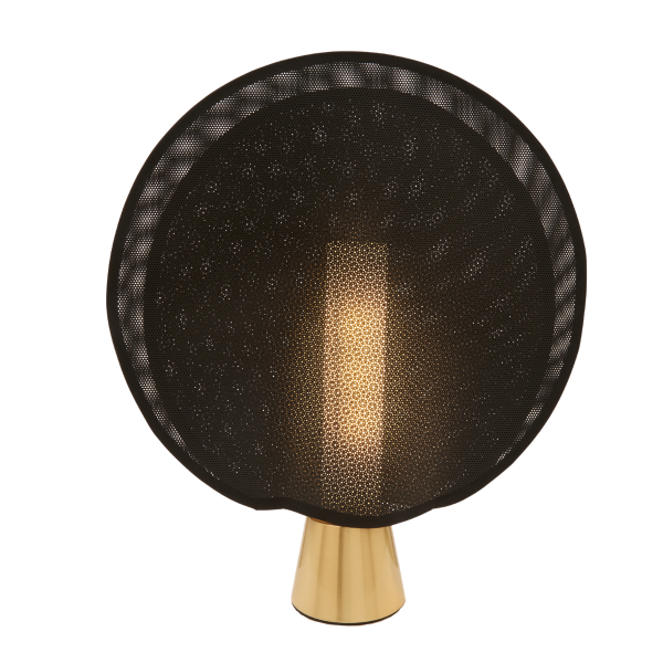 Lampe en métal doré et maille plastique noire H33 cm MAILLE